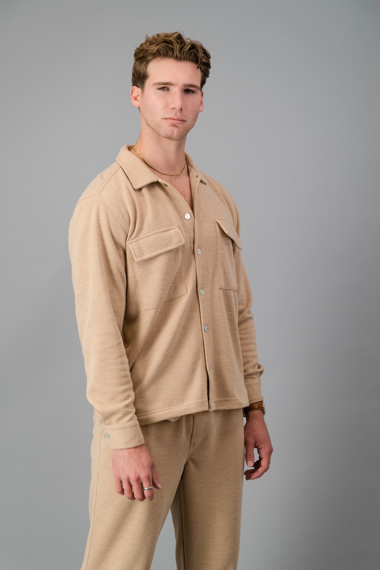 Overshirt Poly Brushed Knit Caramel