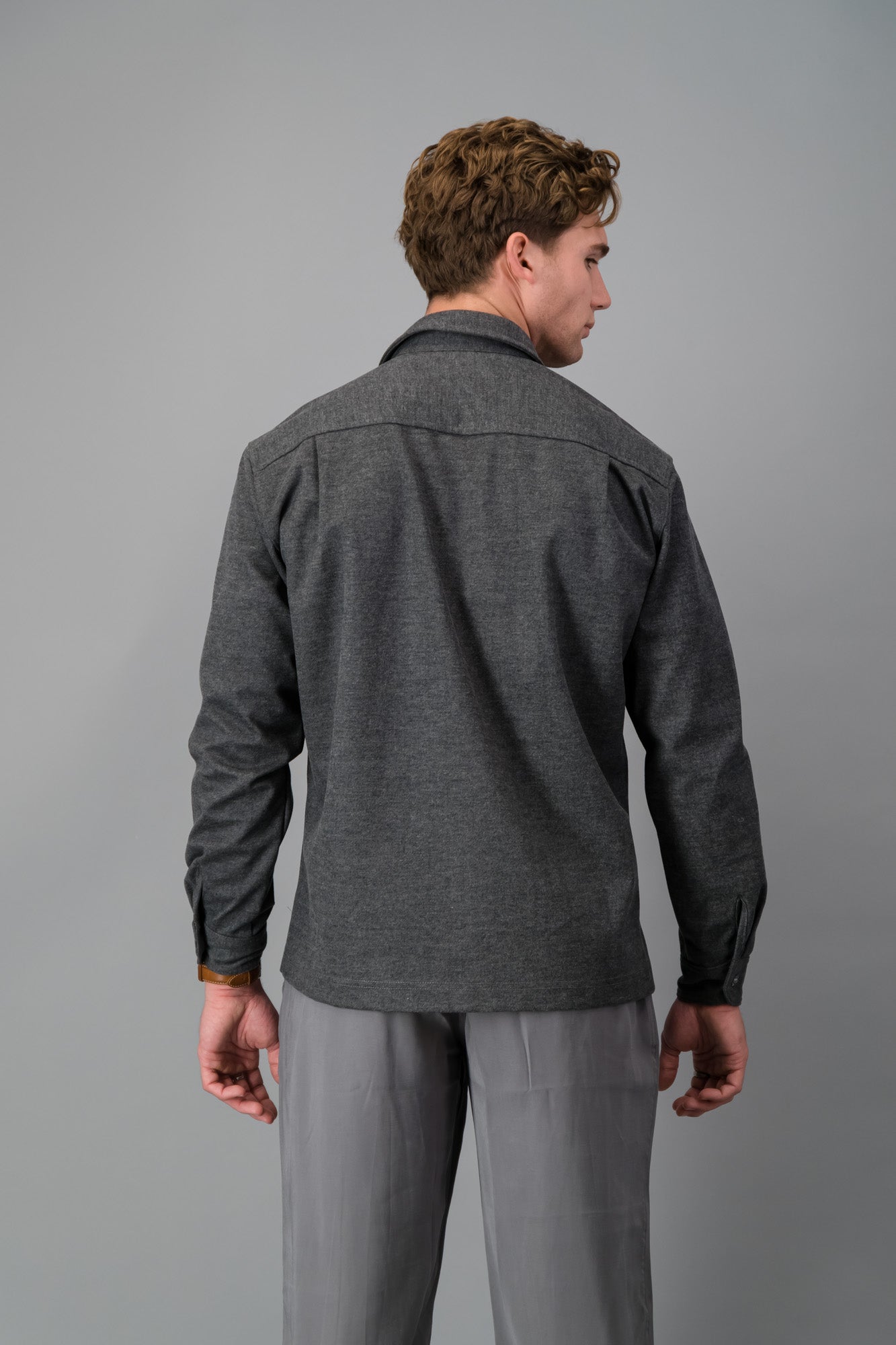 Overshirt Poly Brushed Knit Charcoal