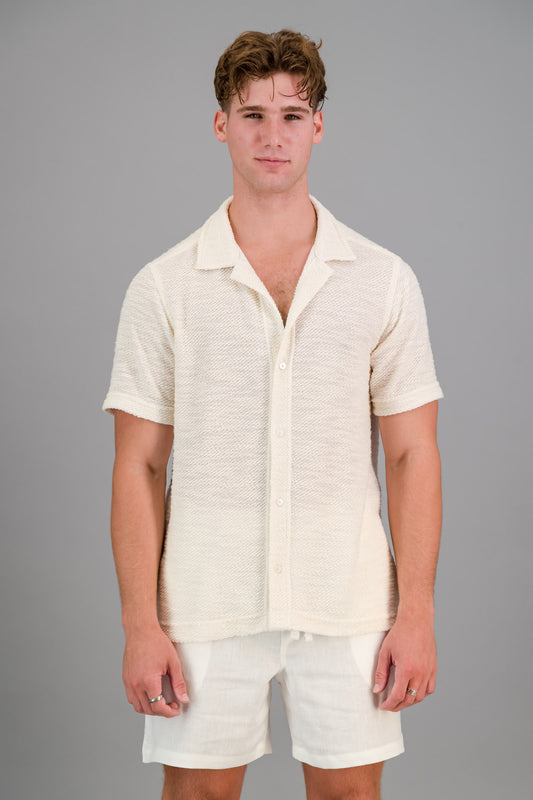 Cotton-rich Thick & Thin Shirt Off-White