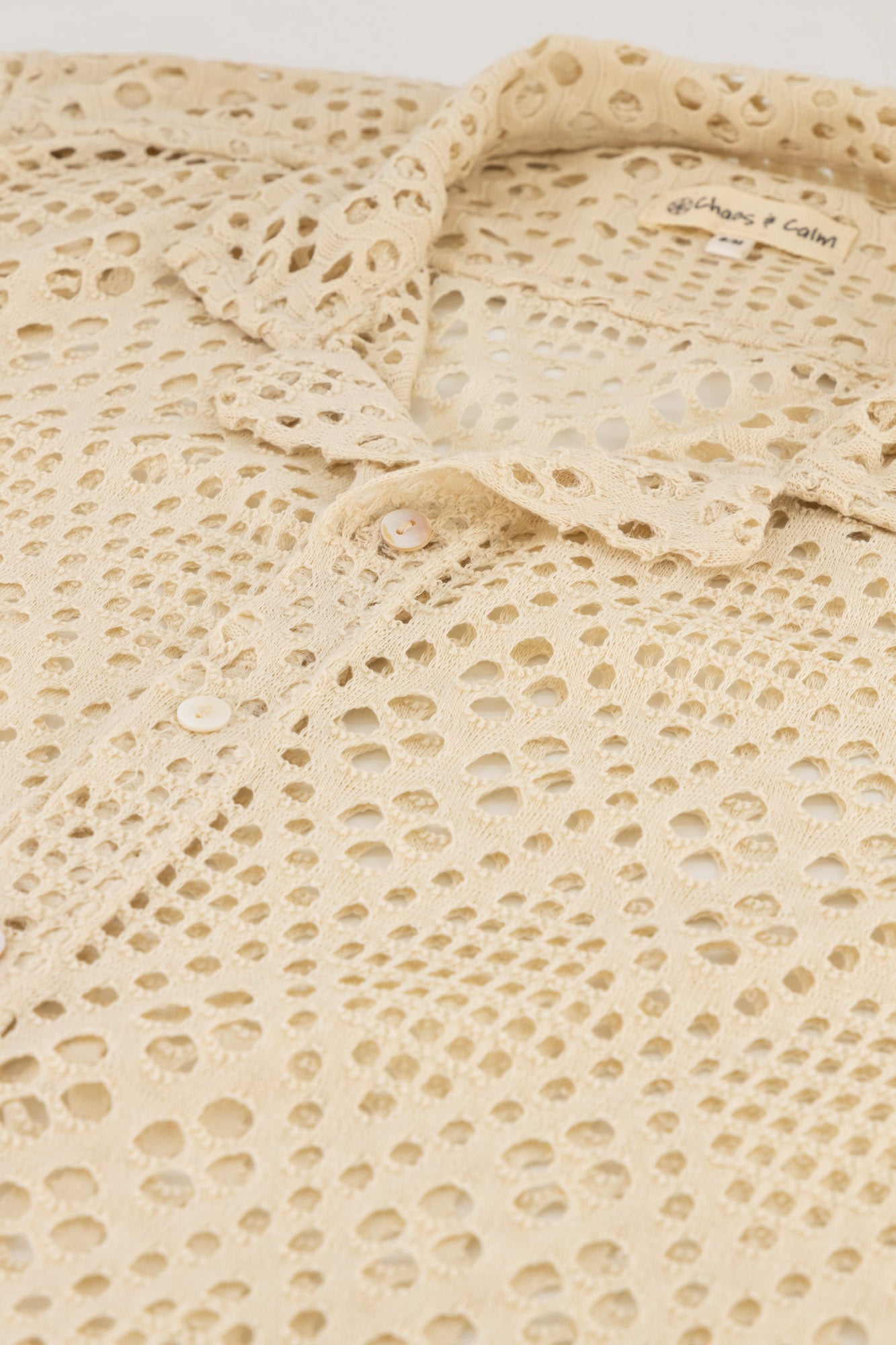 Cotton-rich Crochet Shirt Cream