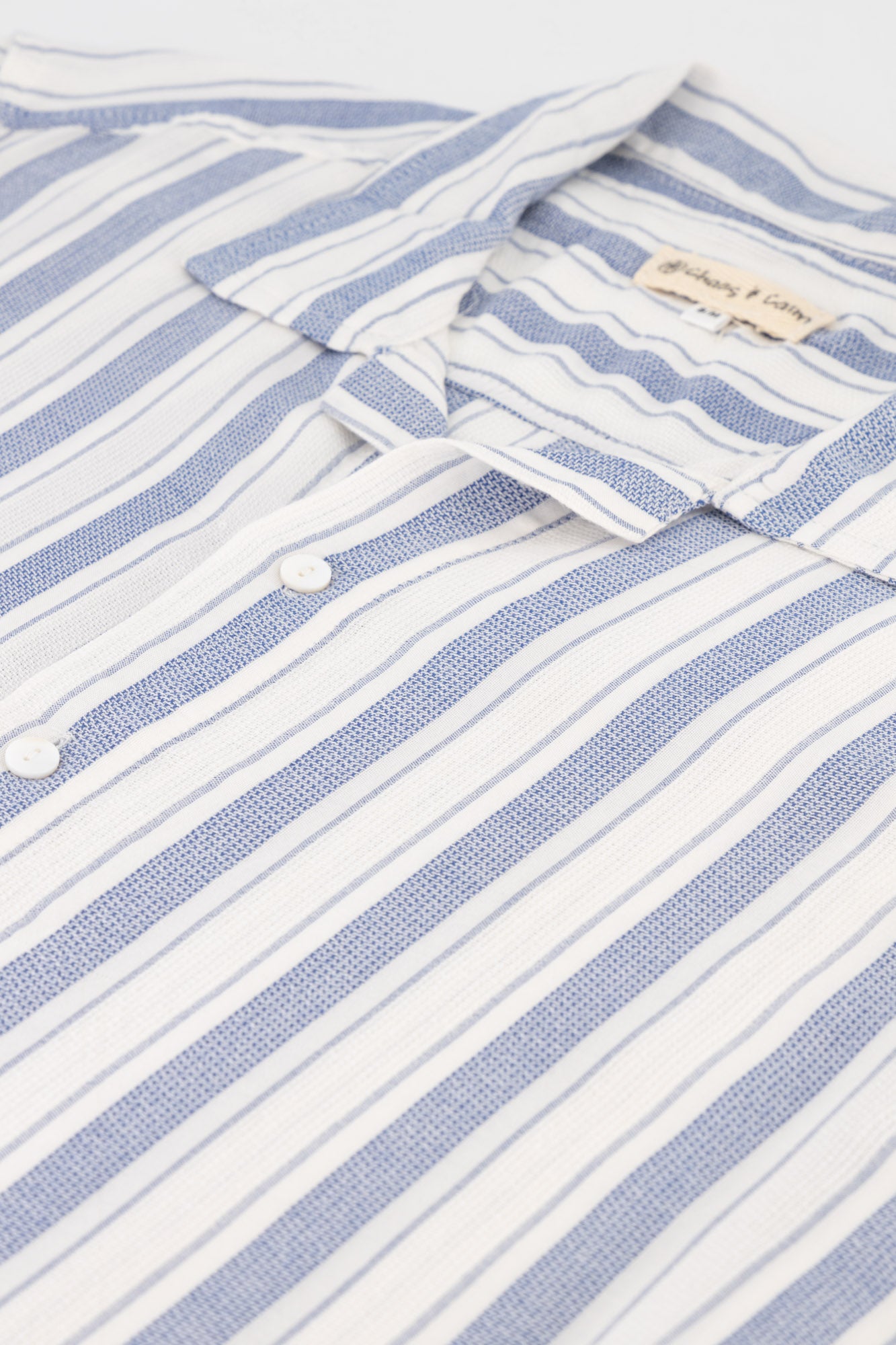 Viscose Yarn-Dye Shirt Variegated Blue Stripe