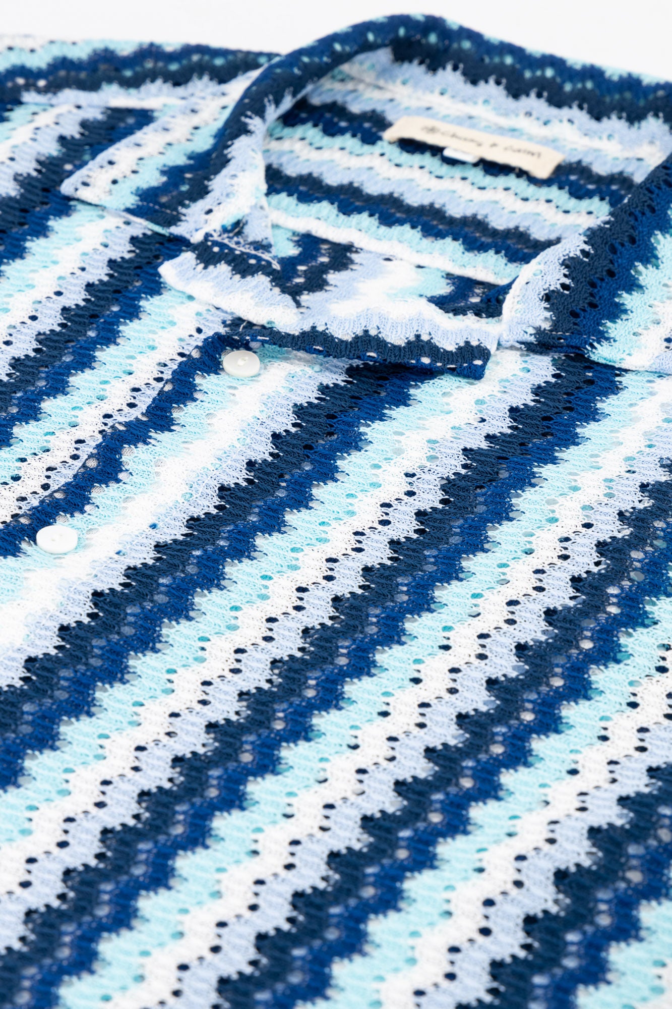 Poly Crochet Shirt Waves Blues