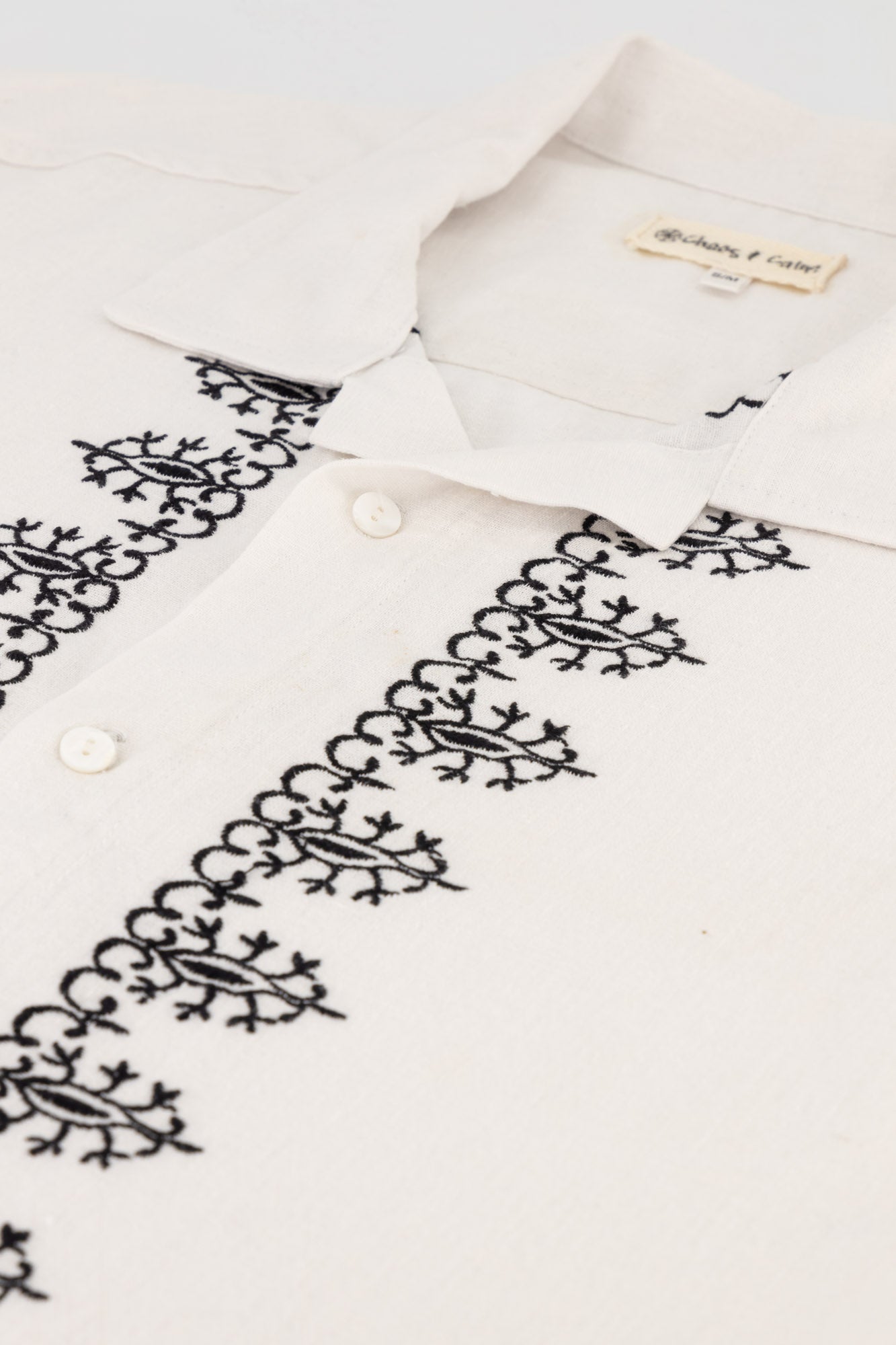 Linen Rayon Shirt Border Embroidery