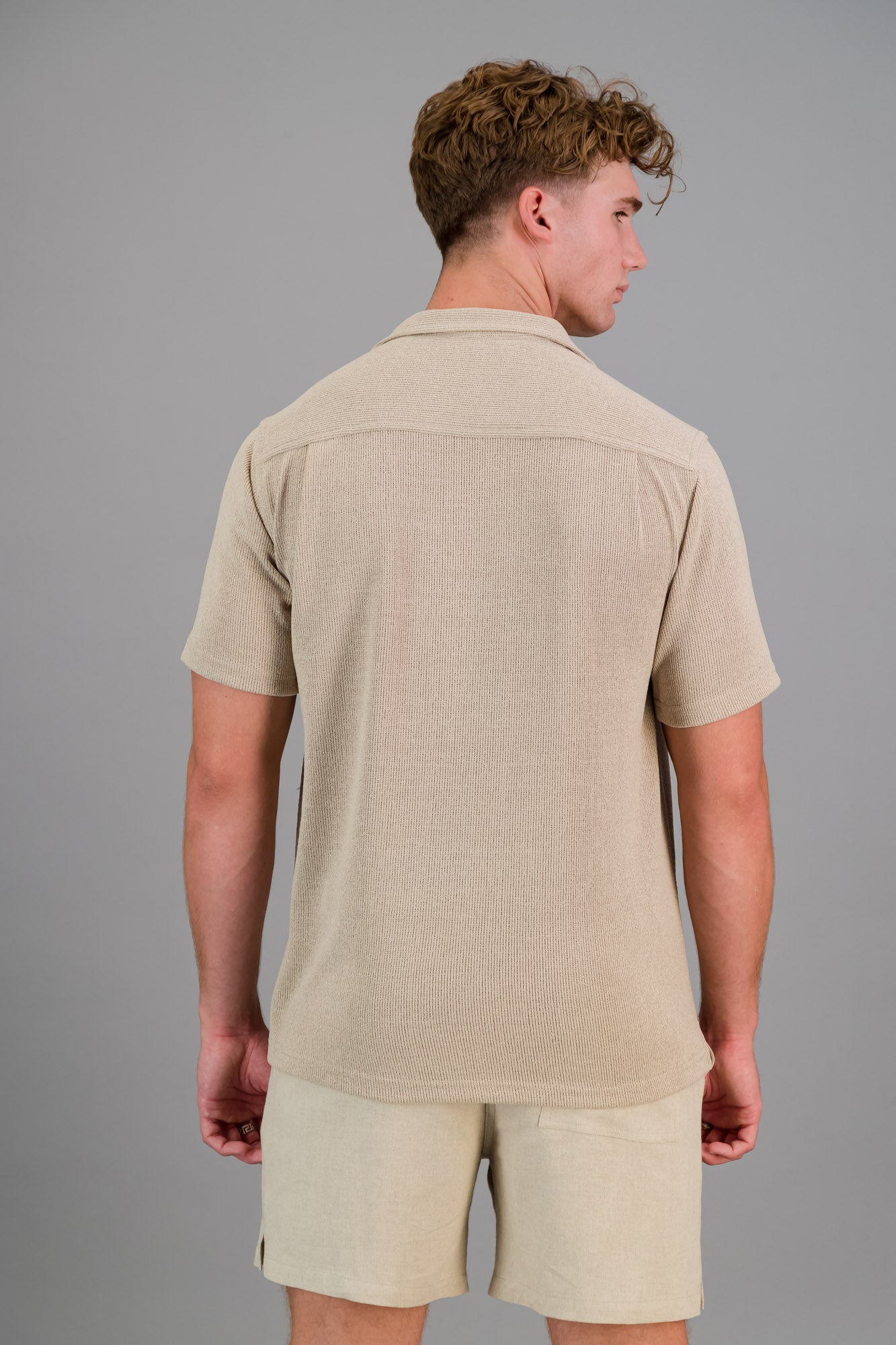 Poly Rib Knit Shirt Taupe