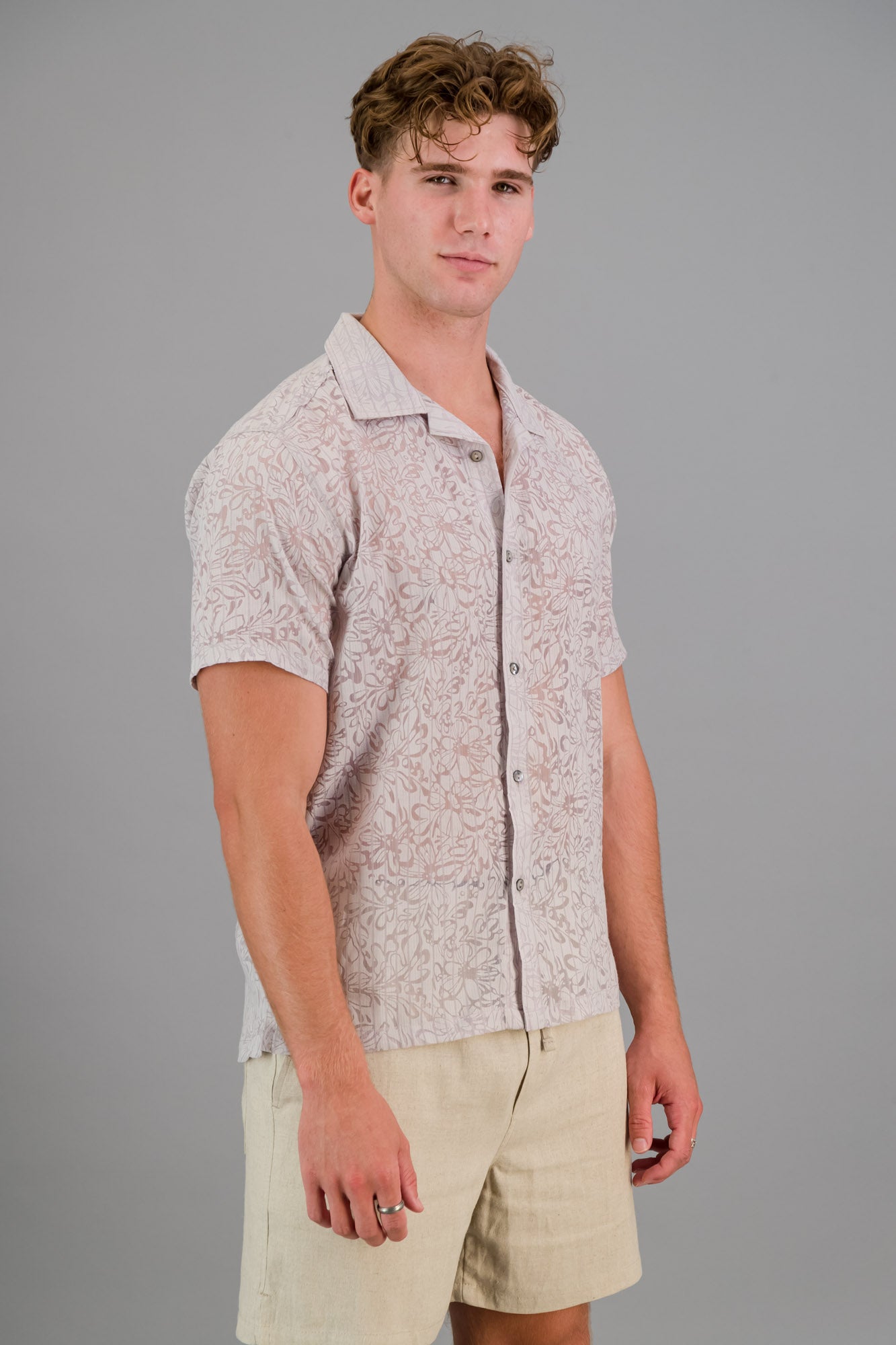 Poly-cotton Burnout Shirt Lilac Grey