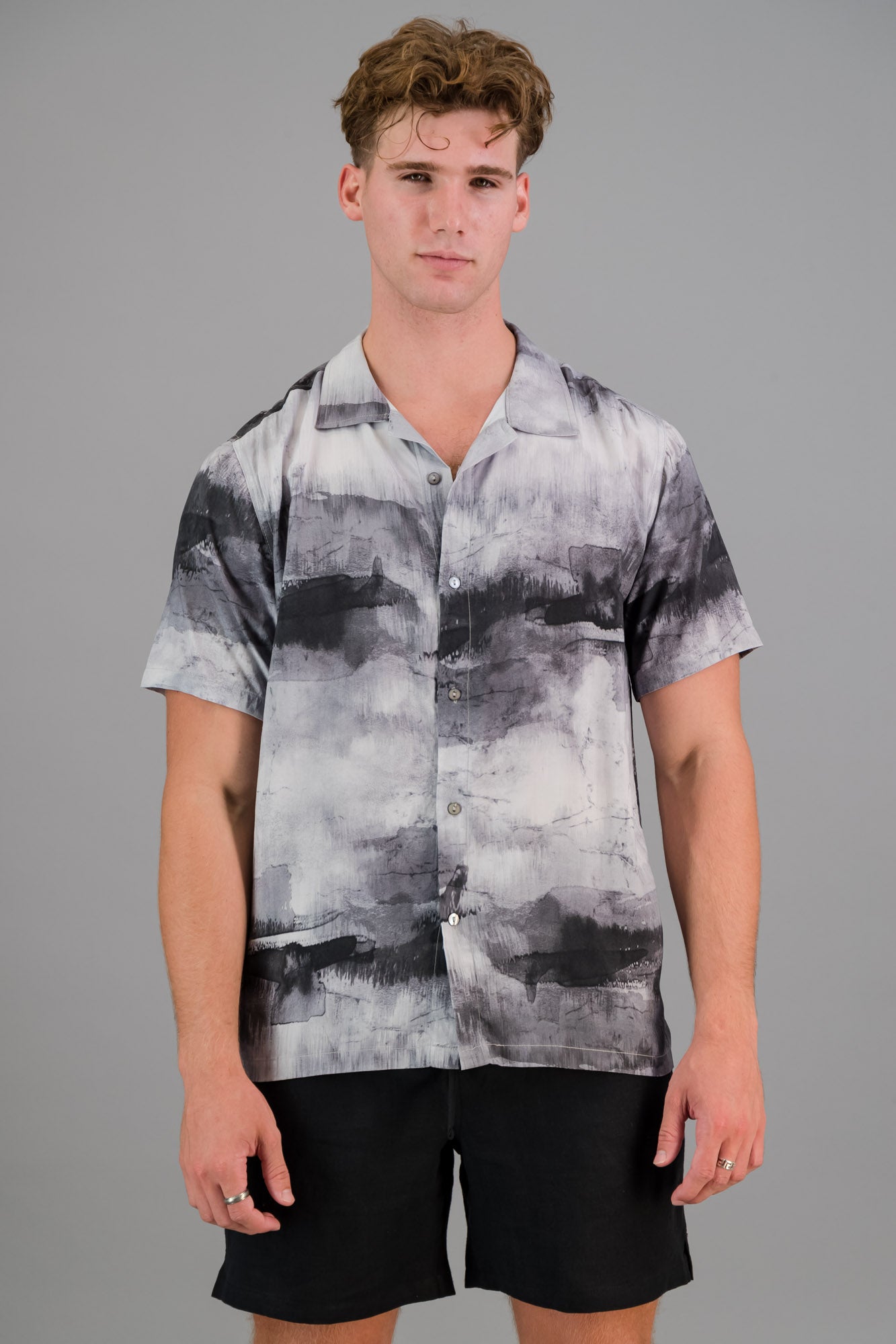 Viscose Printed Shirt Grey Marble