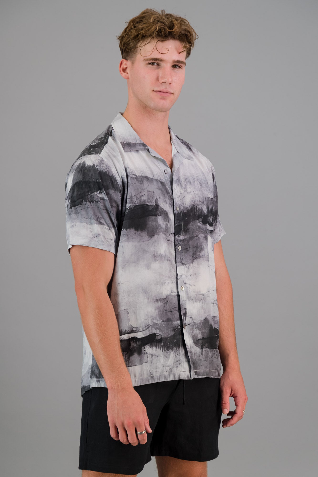 Viscose Printed Shirt Grey Marble