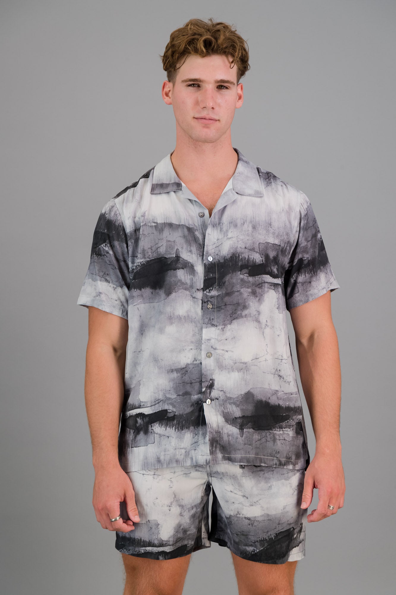 Viscose Printed Shirt Grey Marble