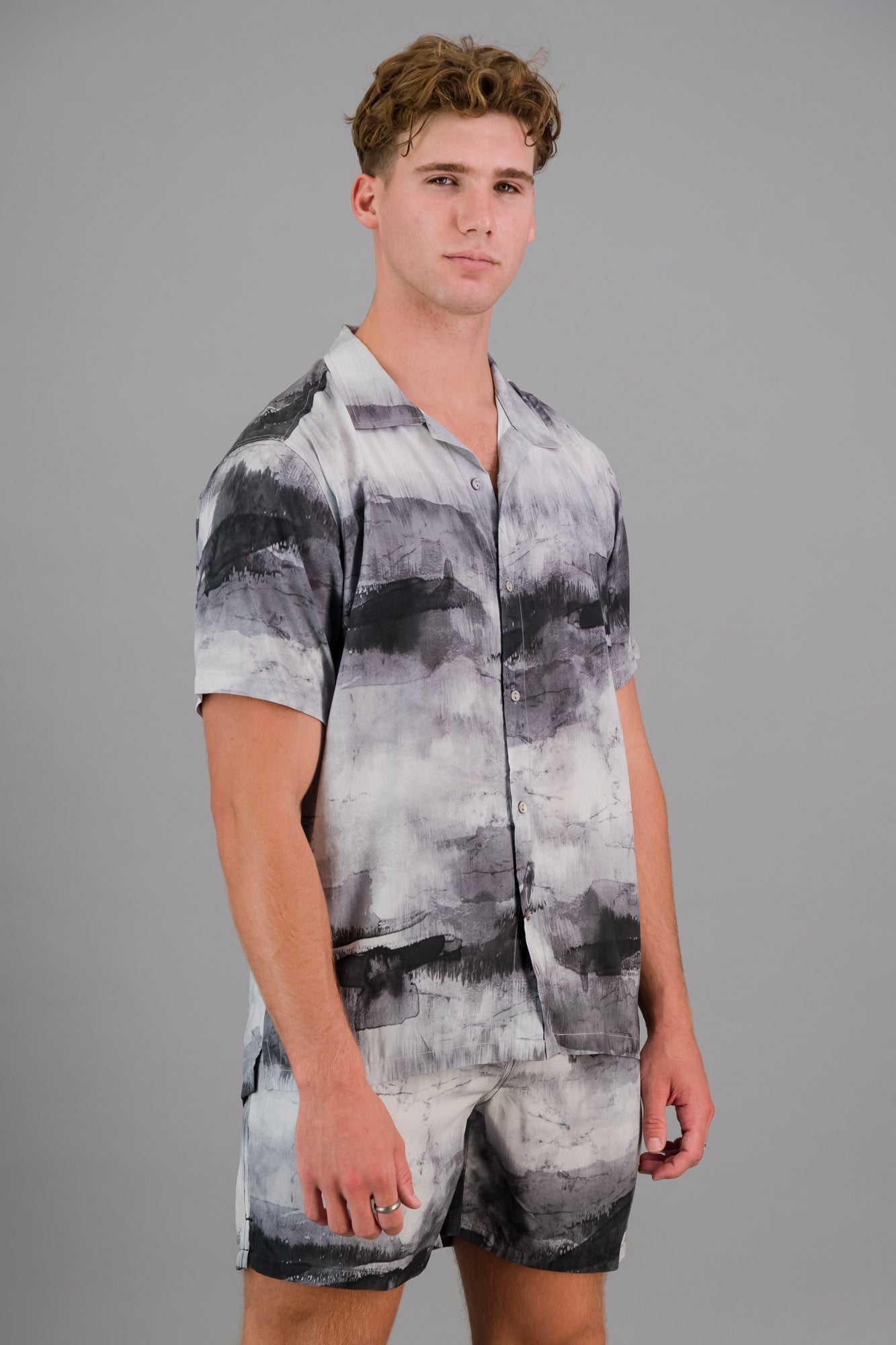 Viscose Printed Shirt Grey Marble