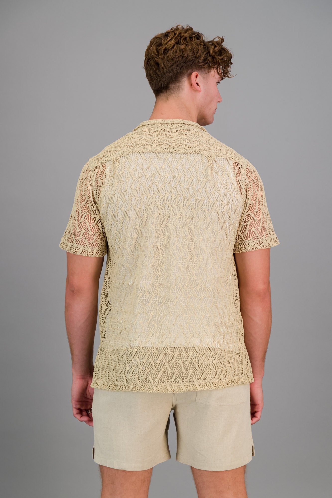 Cotton-rich Crochet Shirt Pollen