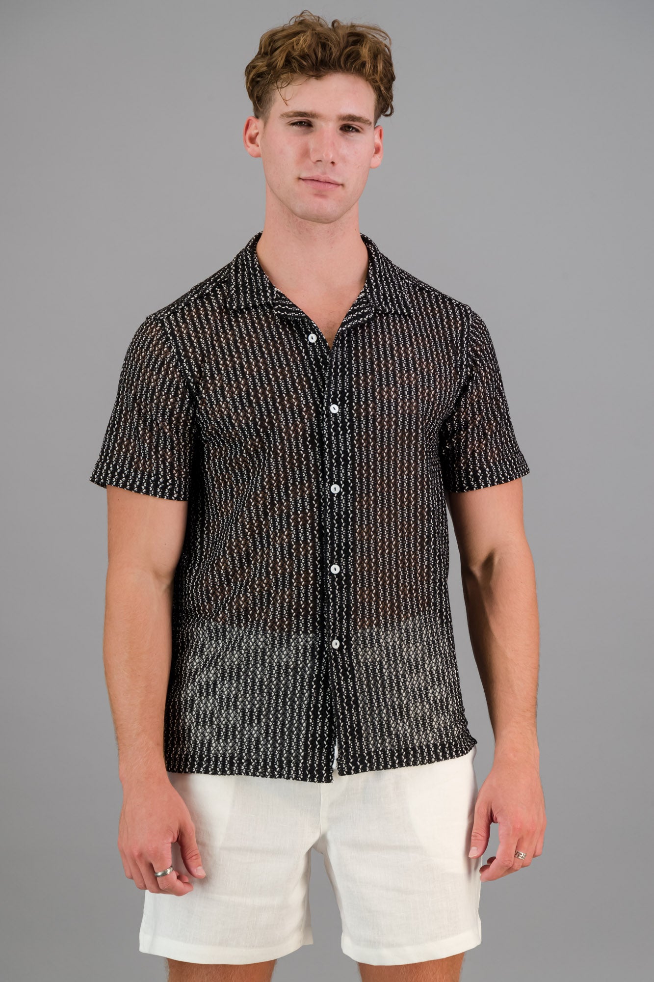 Poly-cotton Rick Rack Inverse Shirt Black