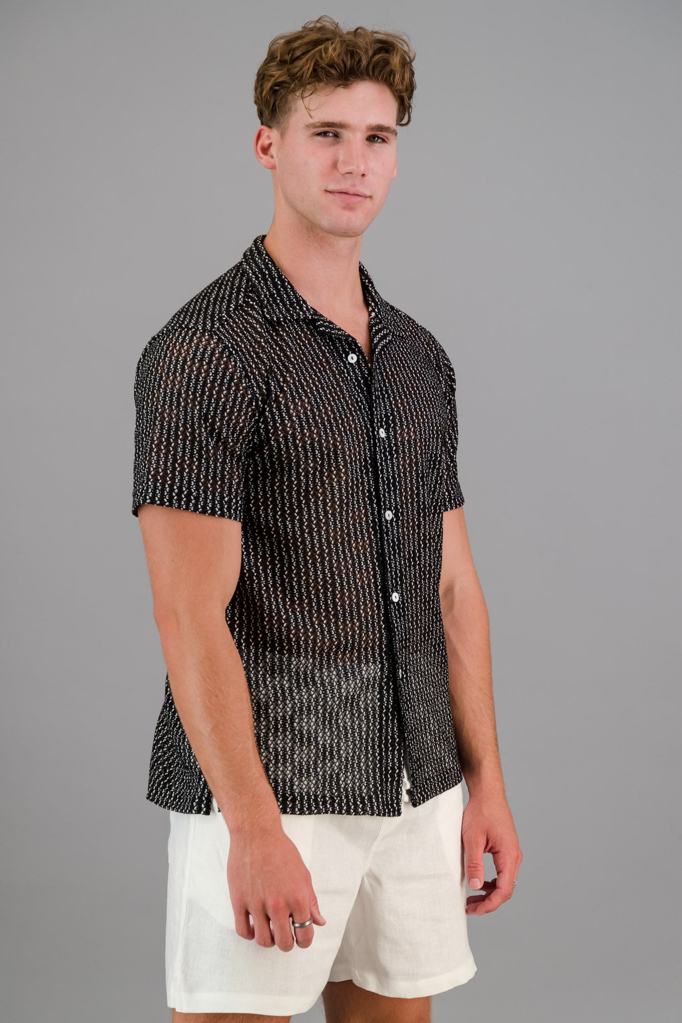 Poly-cotton Rick Rack Inverse Shirt Black