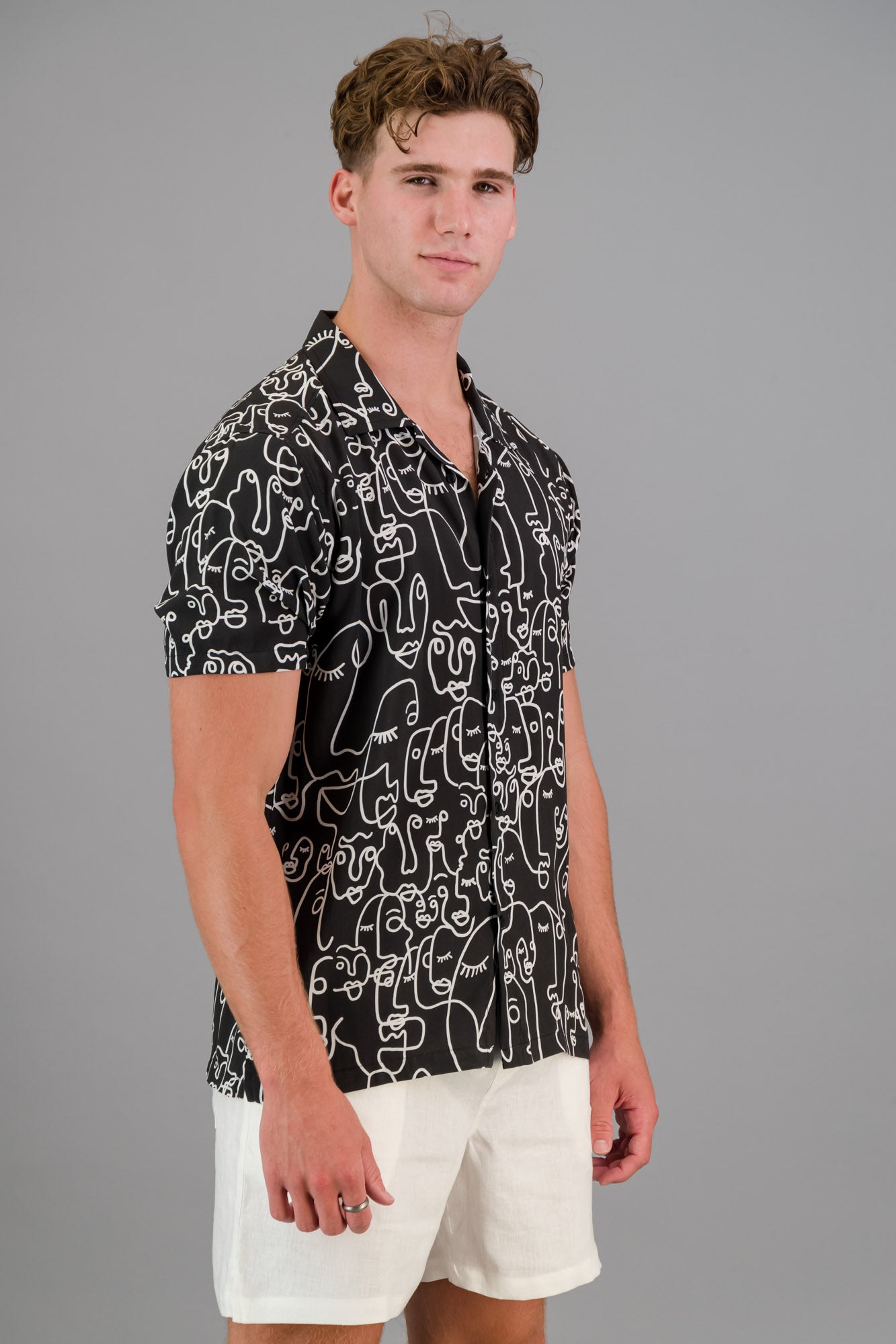 Viscose Printed Shirt Faces B+W