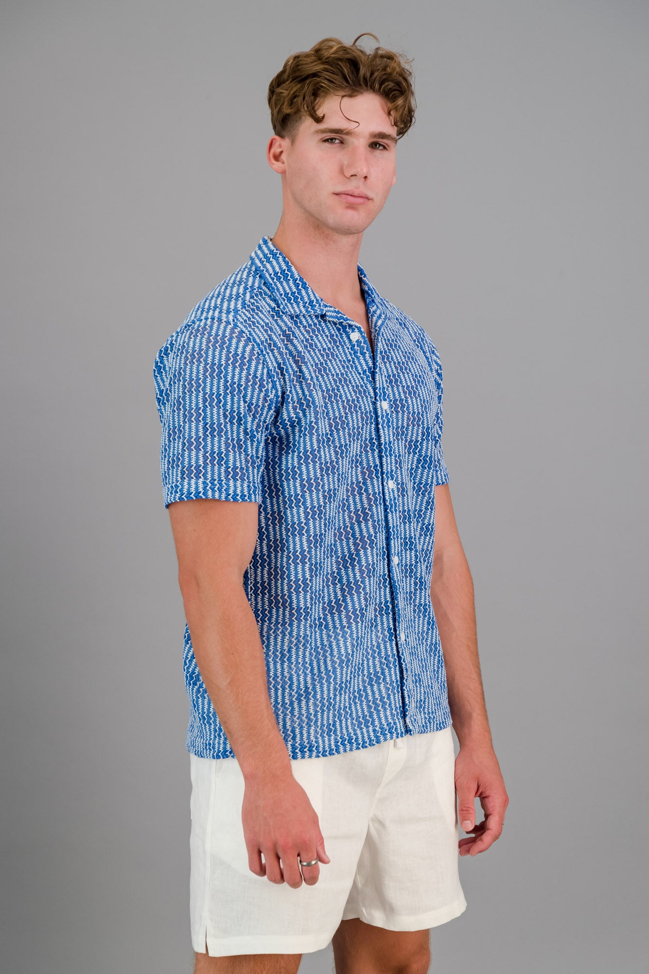 Poly-cotton Rick Rack Shirt Cobalt