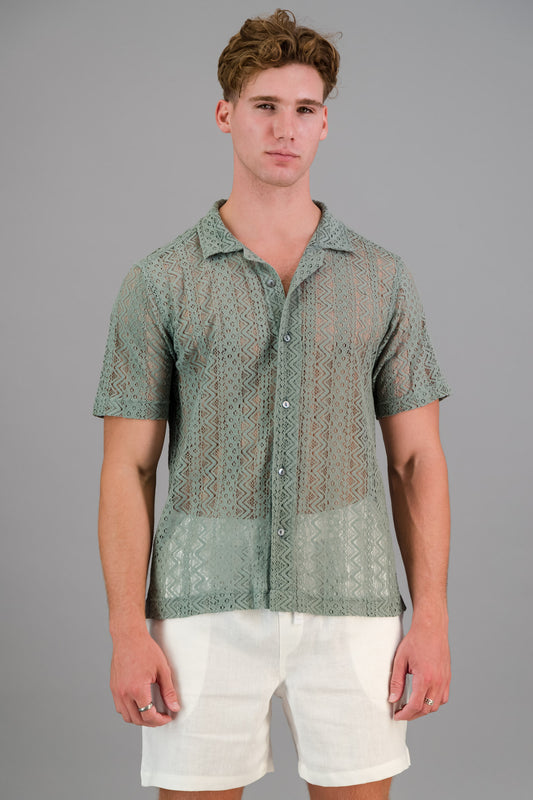 Poly Lace Shirt Moss Green