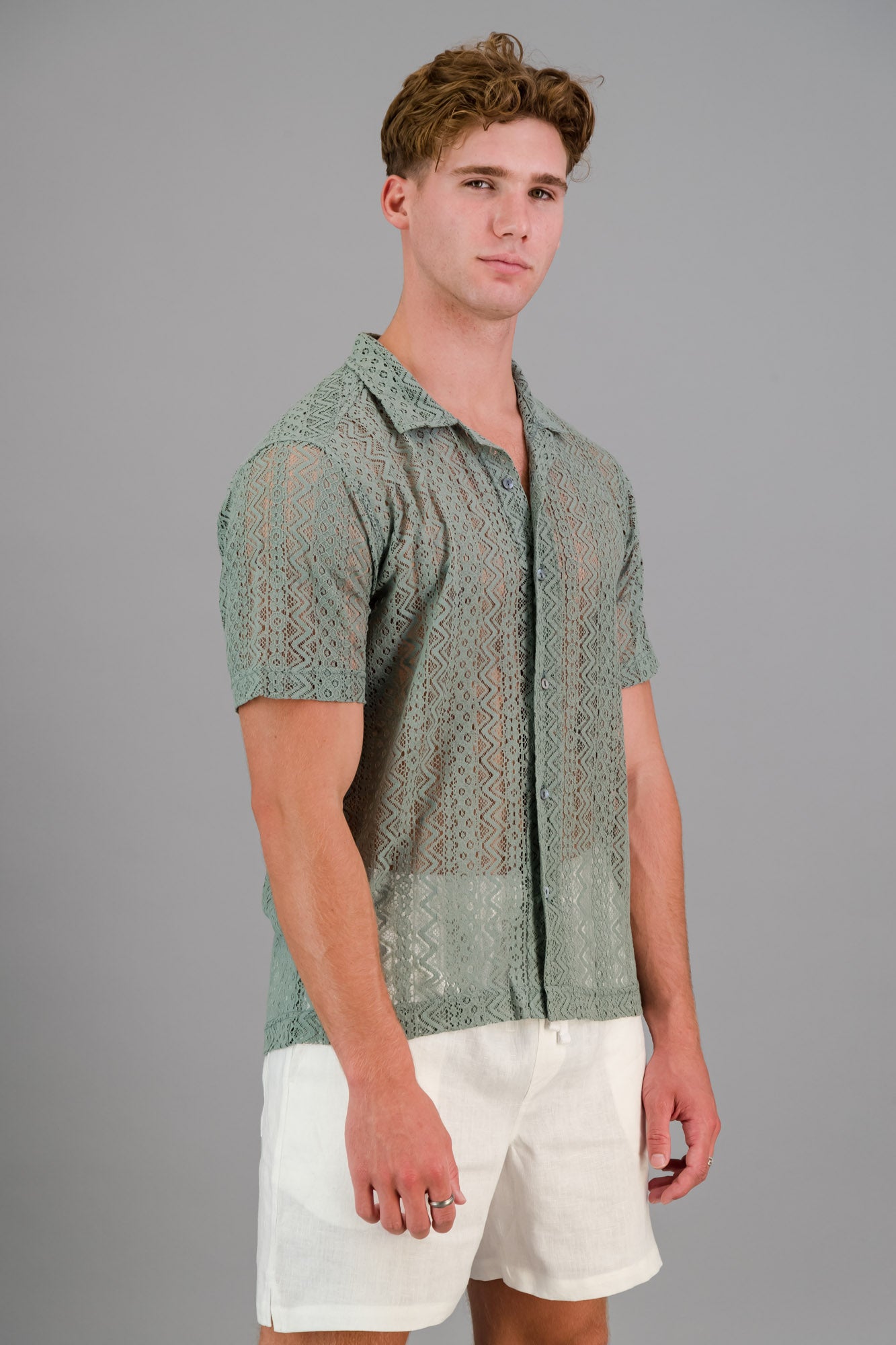 Poly Lace Shirt Moss Green