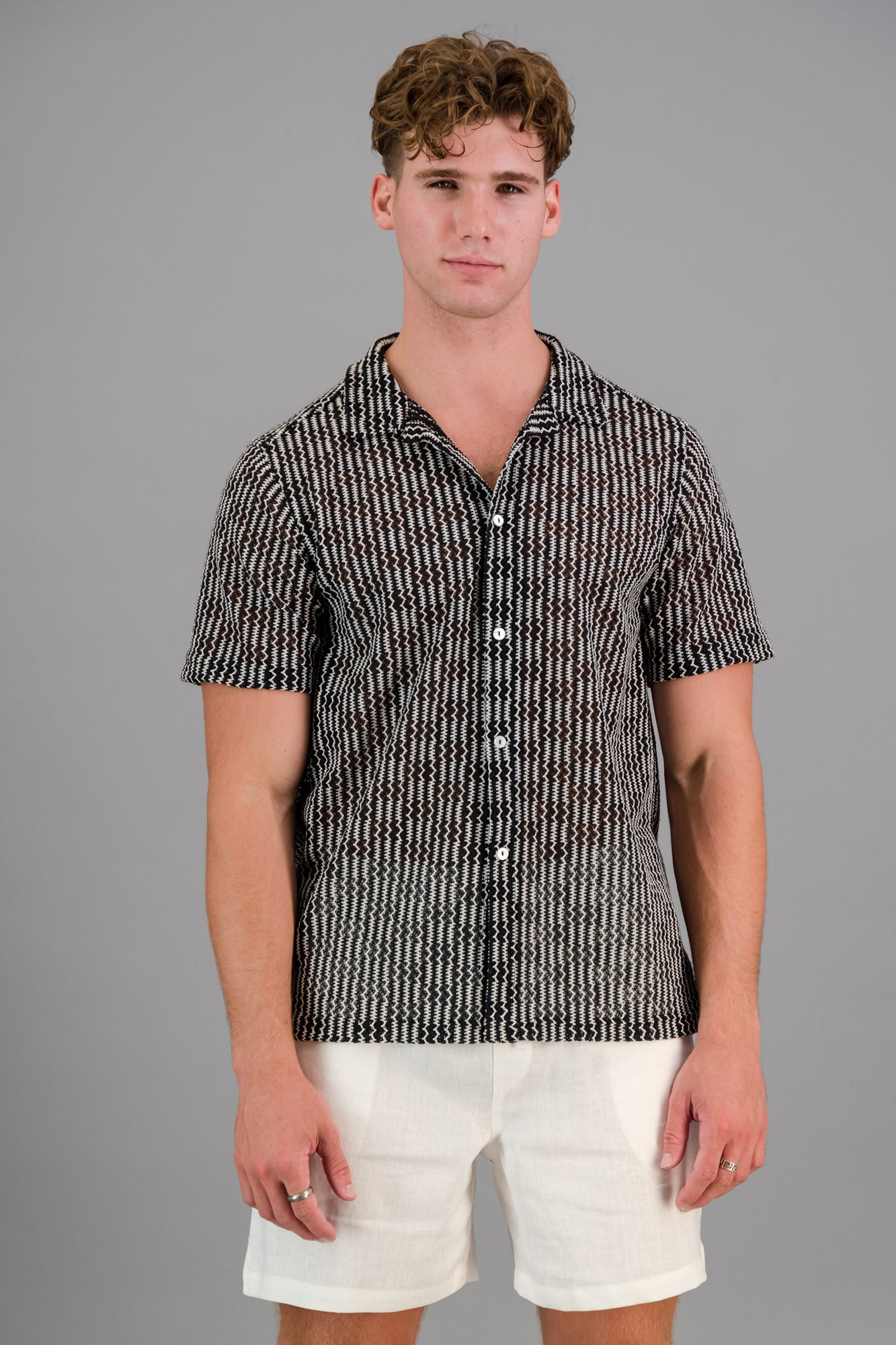 Poly-cotton Rick Rack Shirt Black