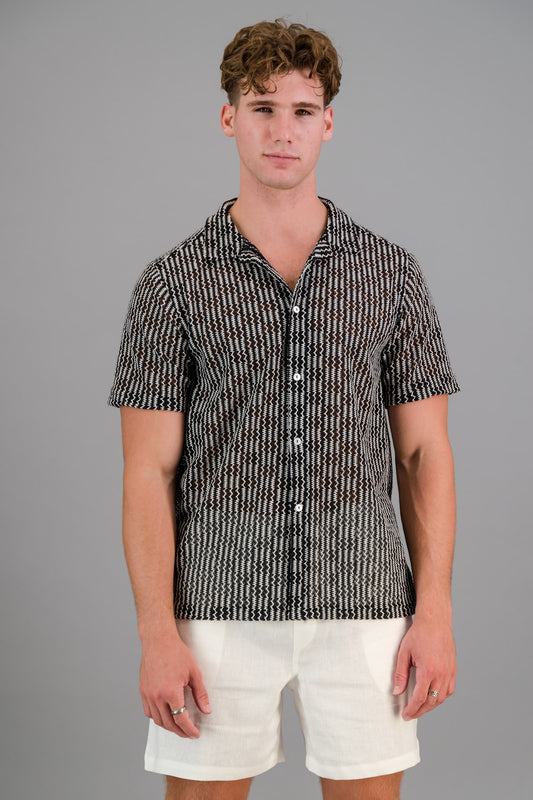 Poly-cotton Rick Rack Shirt Black