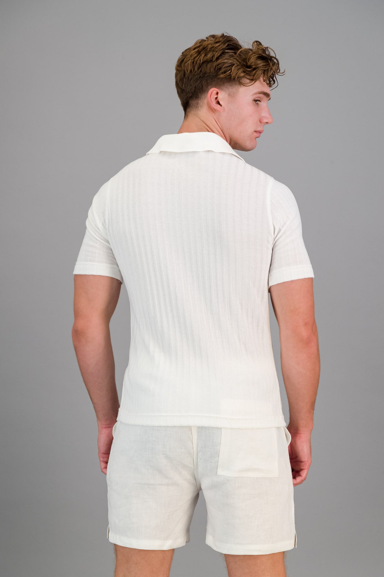 Polo Poly Wide Rib White SS