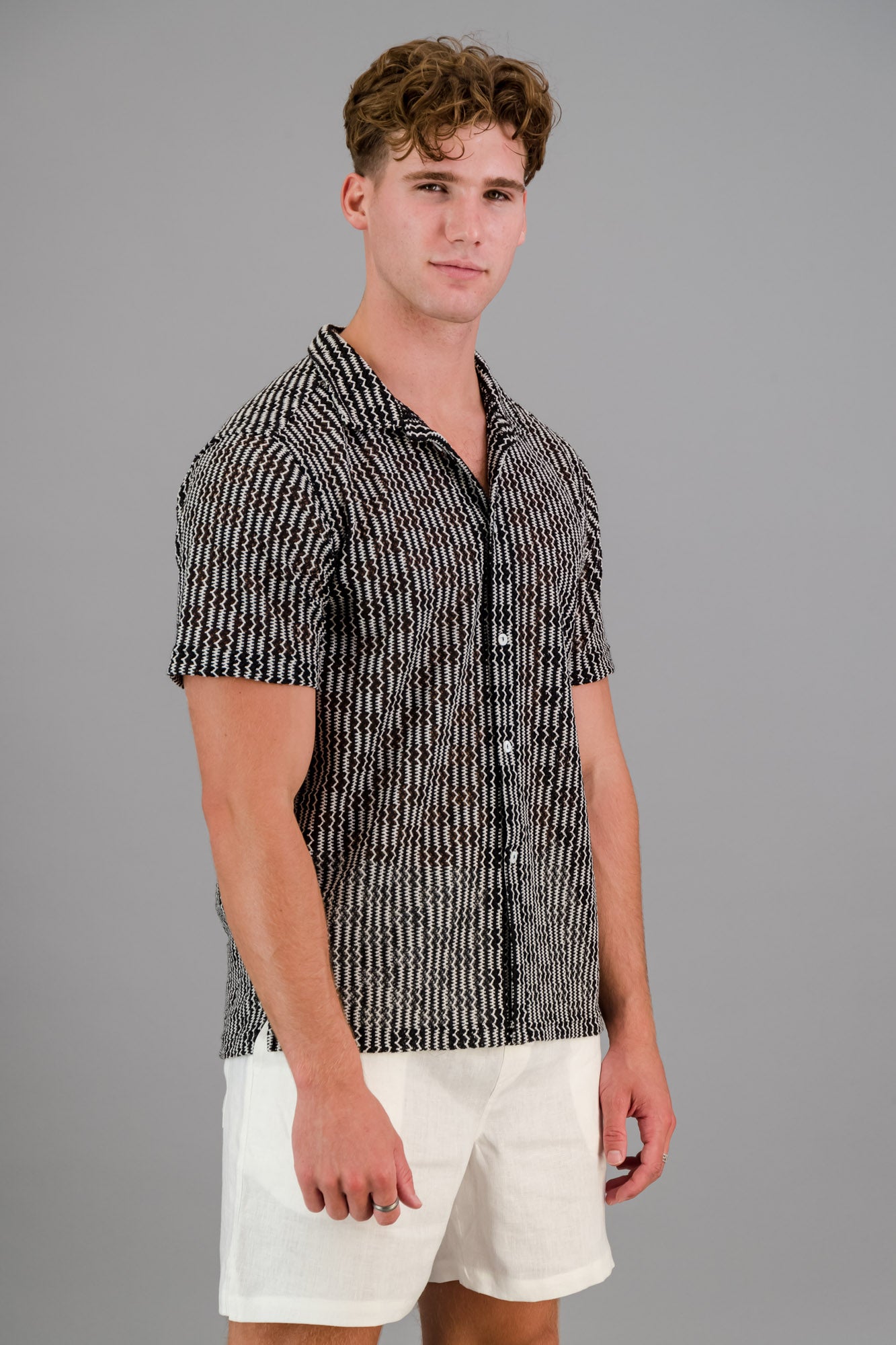 Poly-cotton Rick Rack Shirt Black