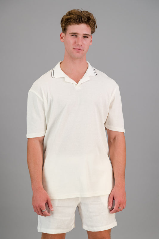 Polo Cotton Waffle Off-White SS