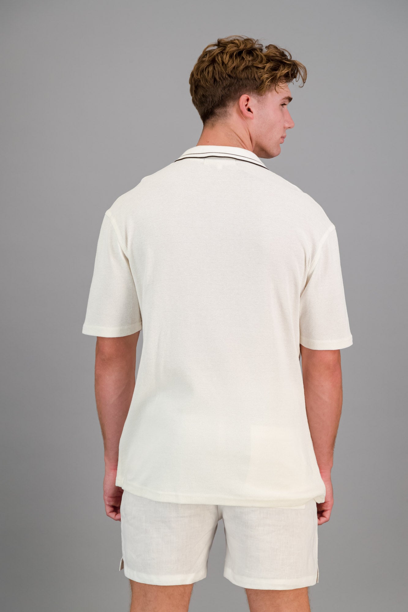 Polo Cotton Waffle Off-White SS