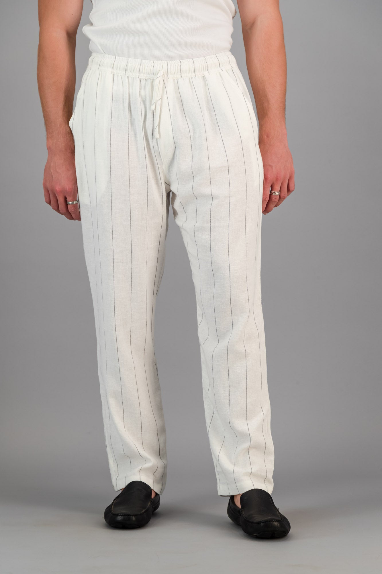 Linen Viscose Comfort Pants Space Stripe