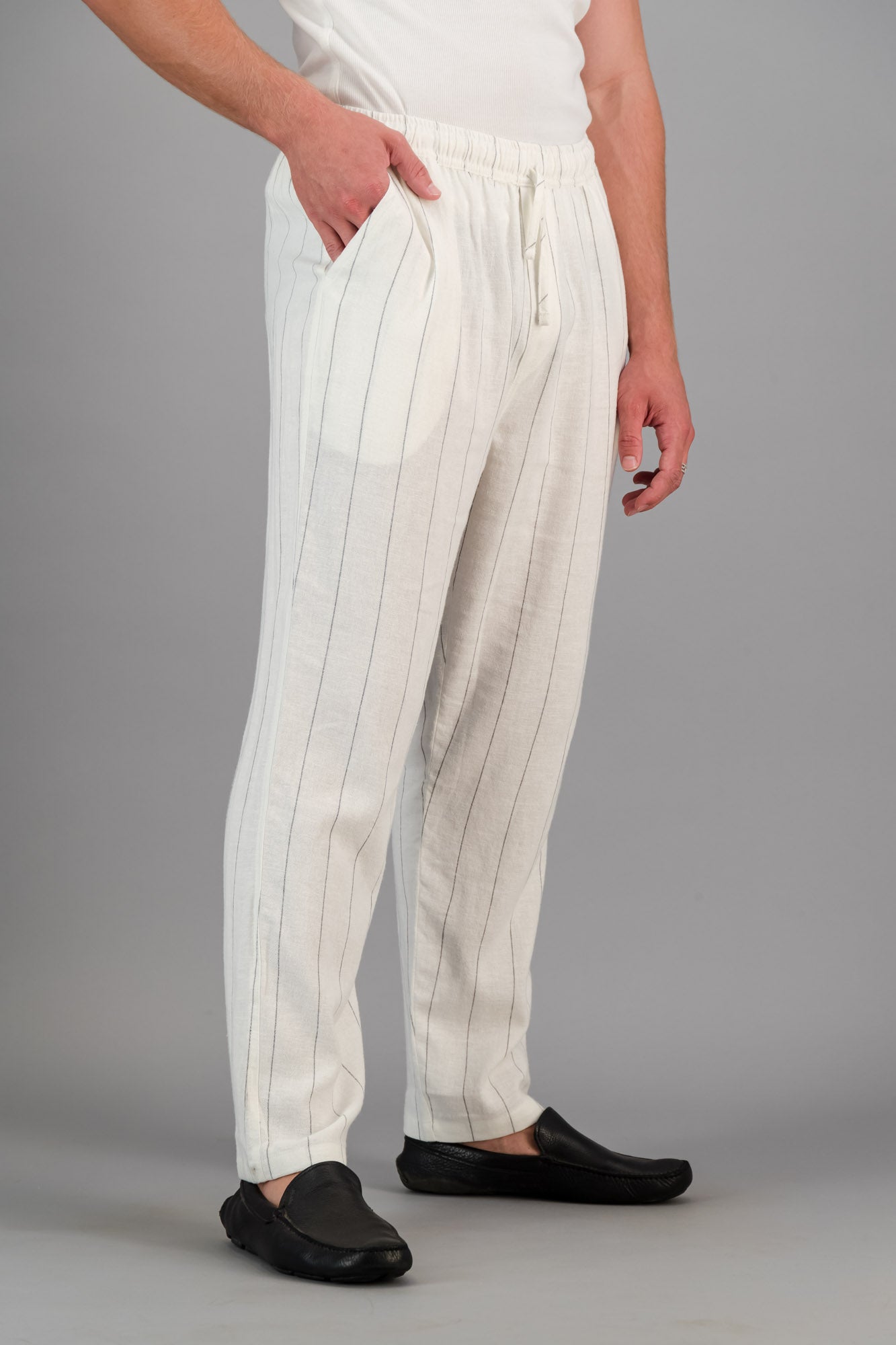 Linen Viscose Comfort Pants Space Stripe