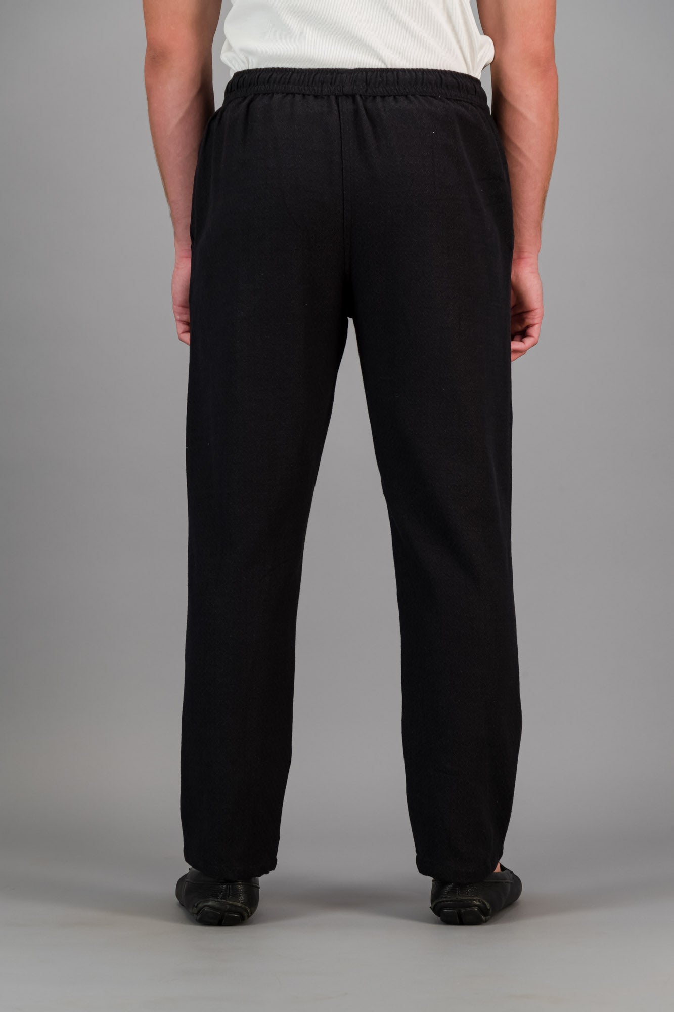 Linen Rayon Comfort Pants Diamond Dobby Jacquard Black