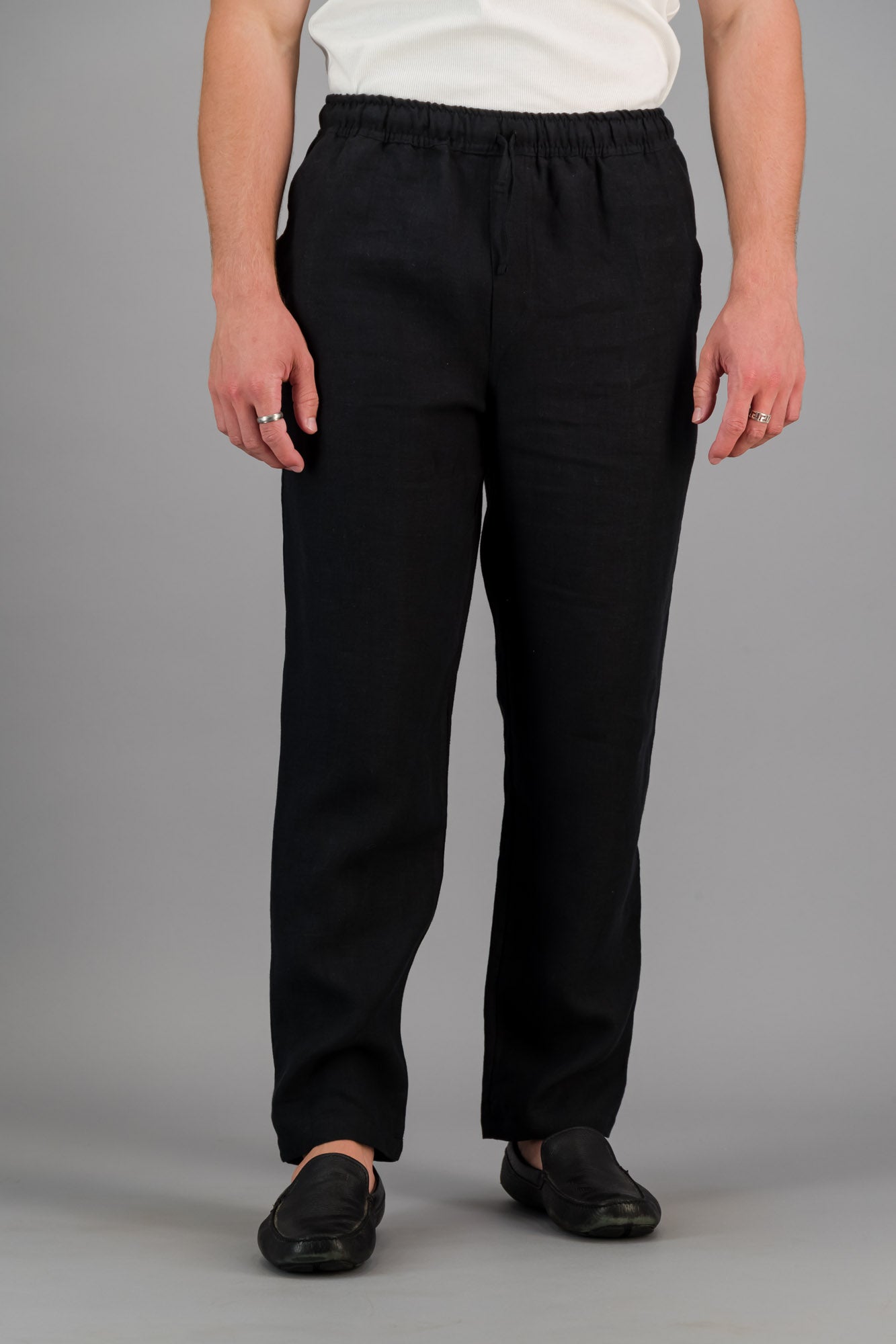 Linen Comfort Pants Black