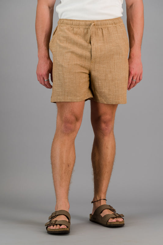 Linen Rayon Shorts Brown Marle