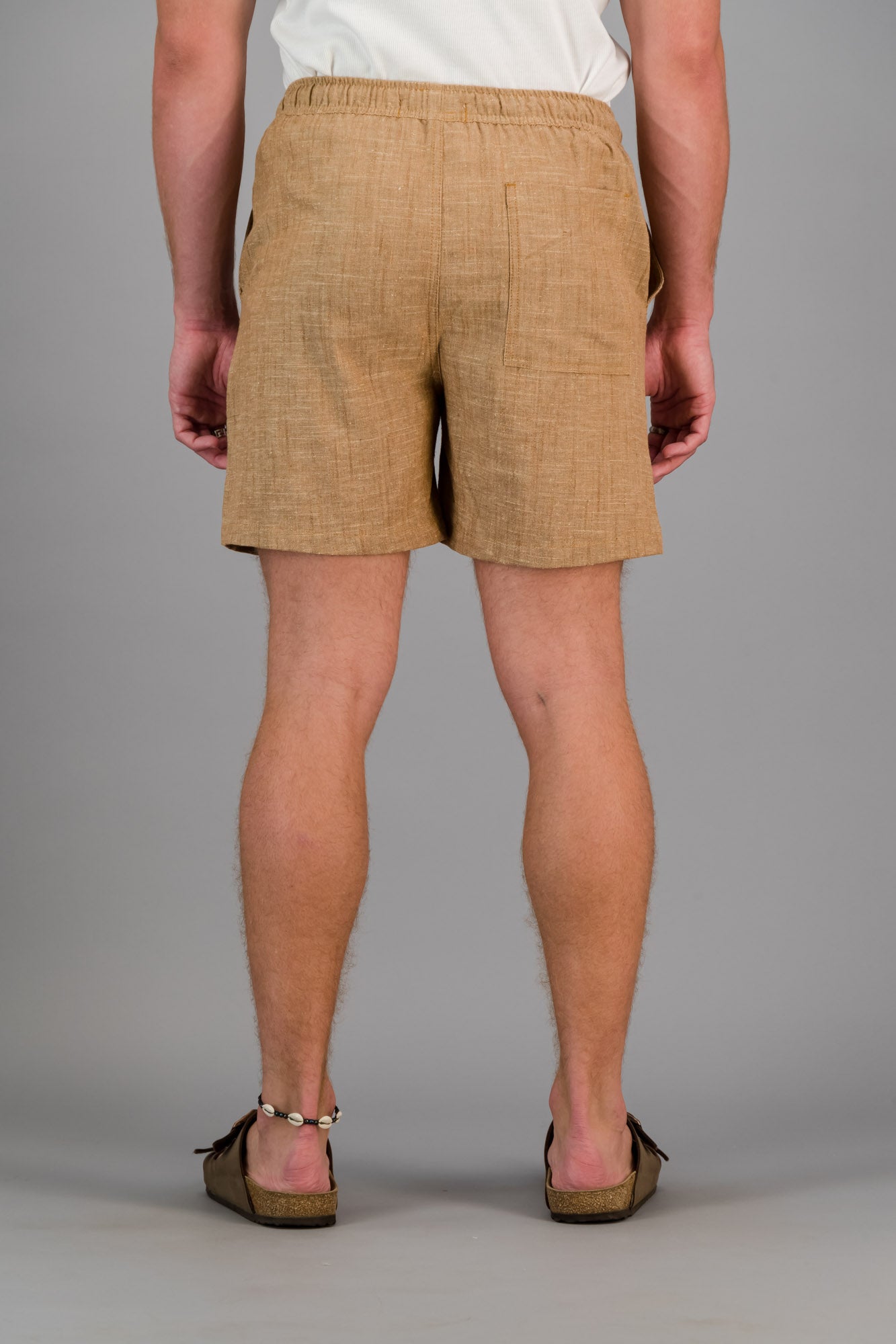 Linen Rayon Shorts Brown Marle