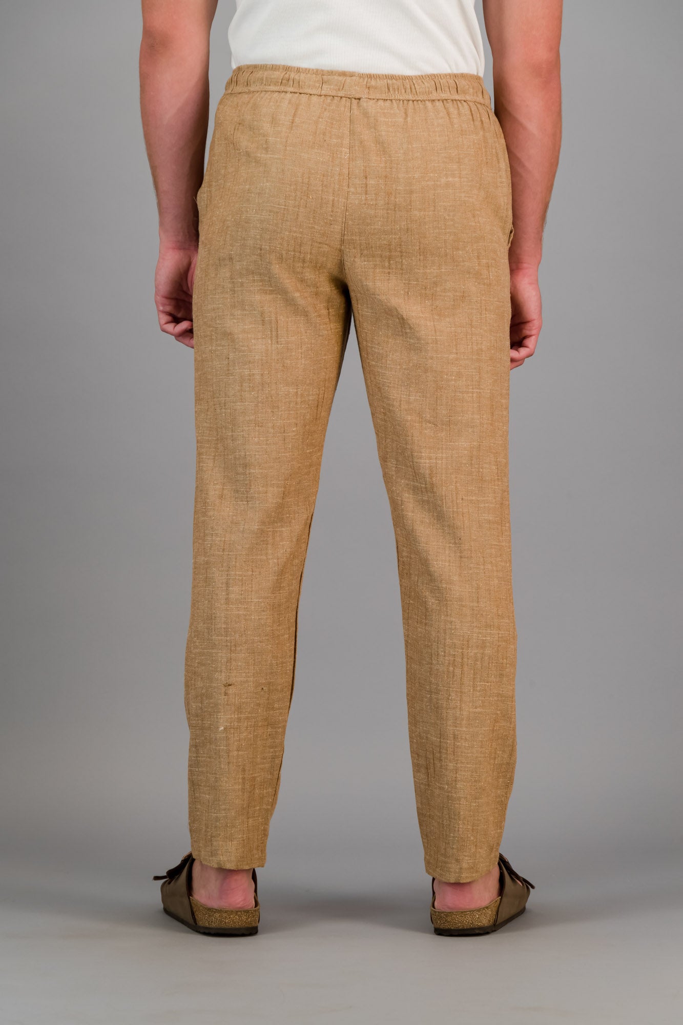 Linen Rayon Comfort Pants Brown Marle