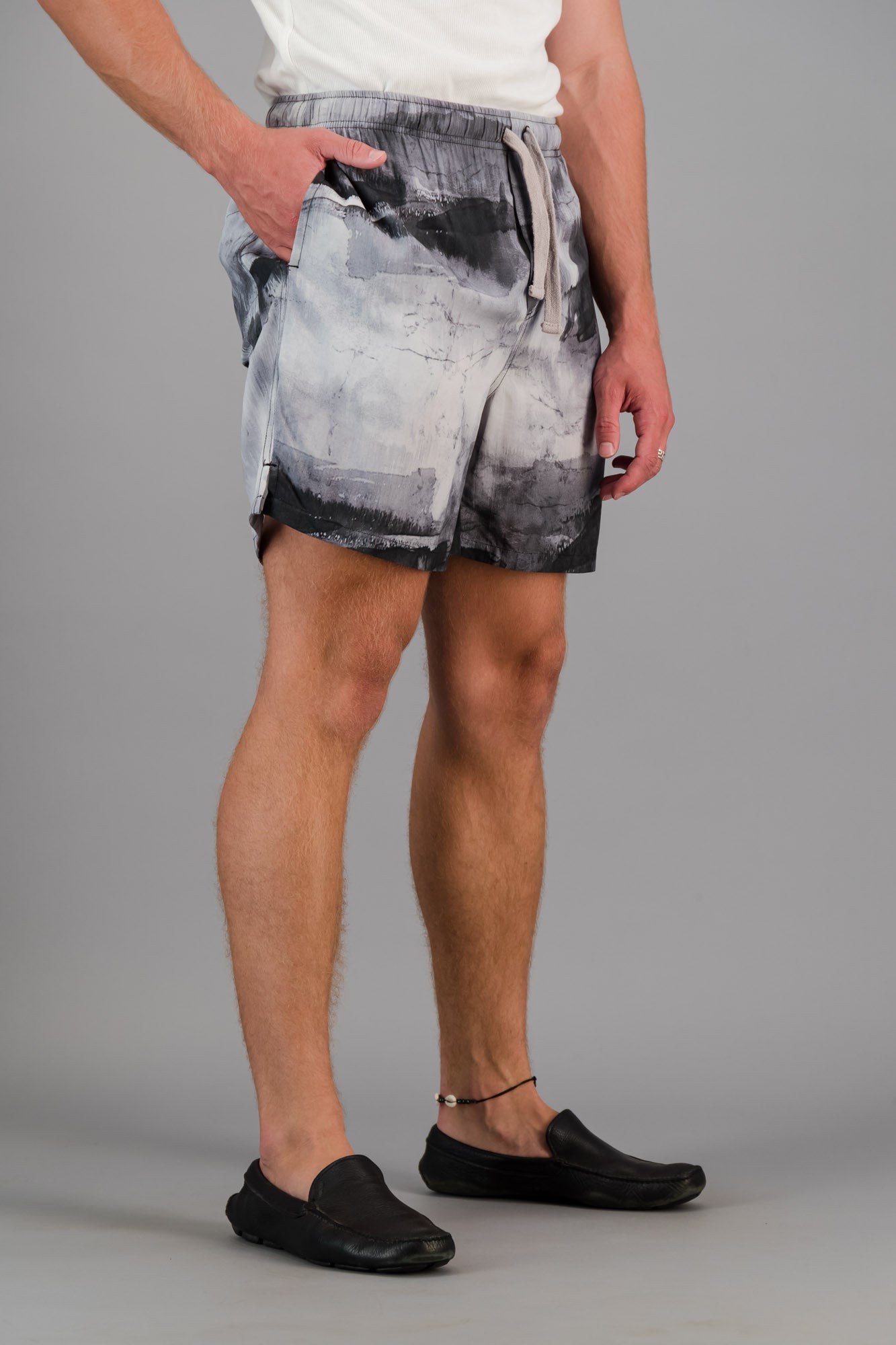 Viscose Shorts Grey Marble