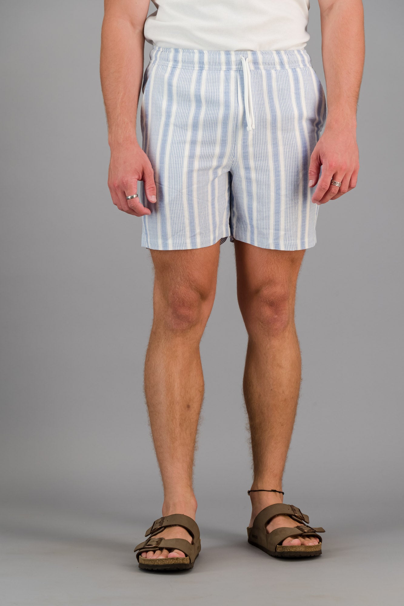 Linen Viscose Shorts Beach Stripe