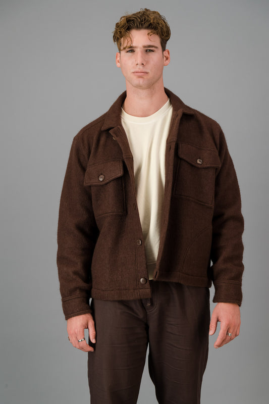 Jean Jacket Knitted Melton Chocolate