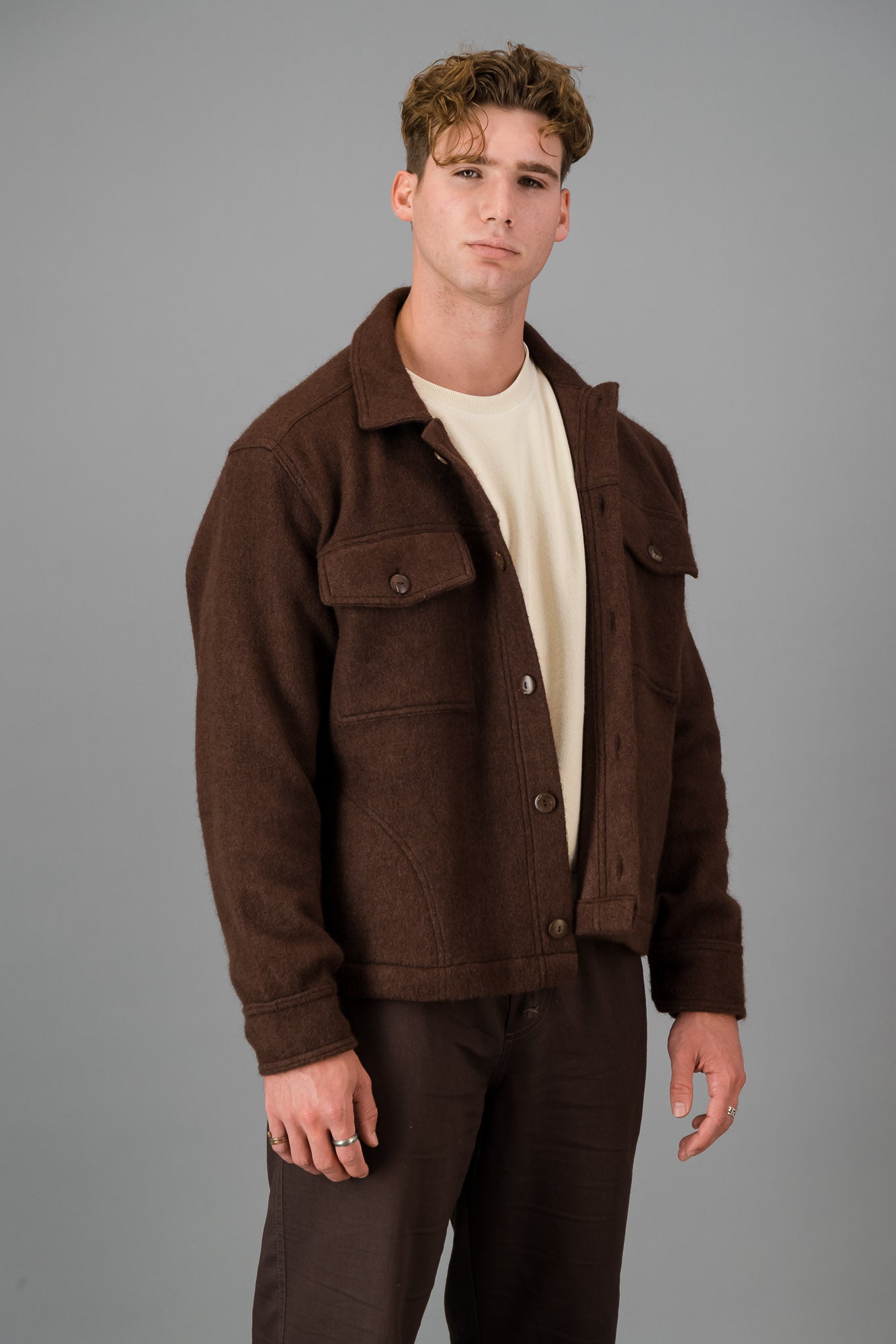 Jean Jacket Knitted Melton Chocolate