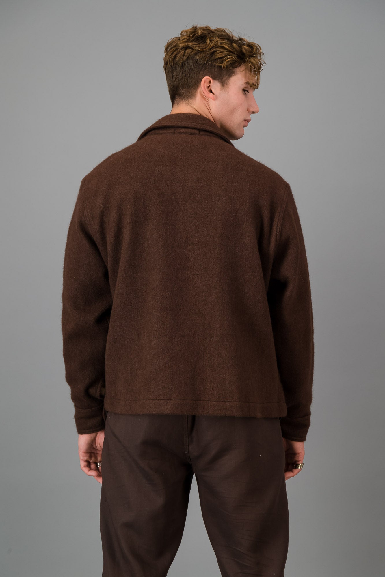 Jean Jacket Knitted Melton Chocolate