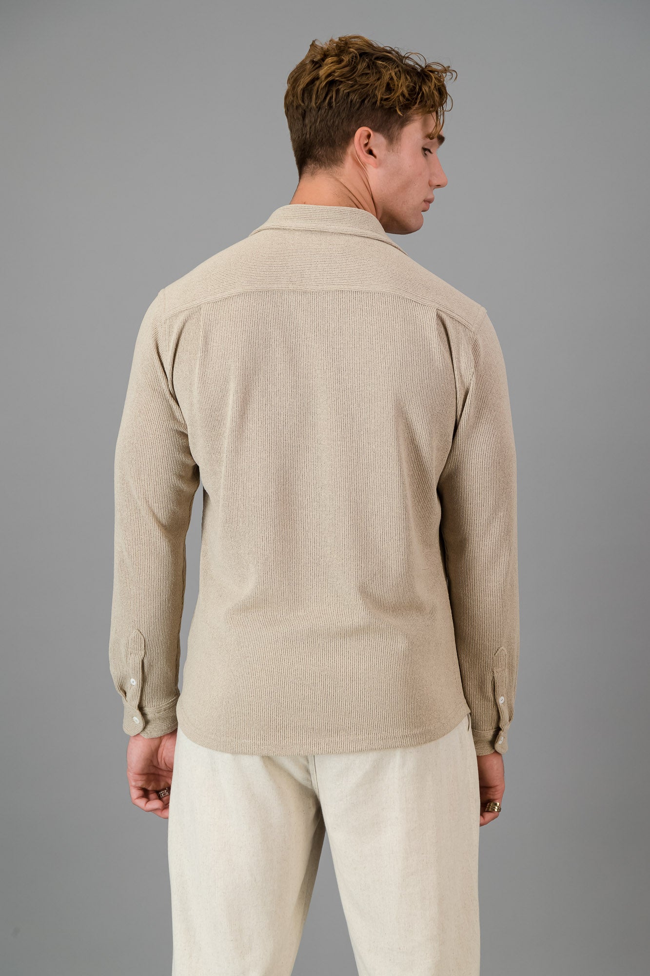 LS Shirt Taupe Rib Knit