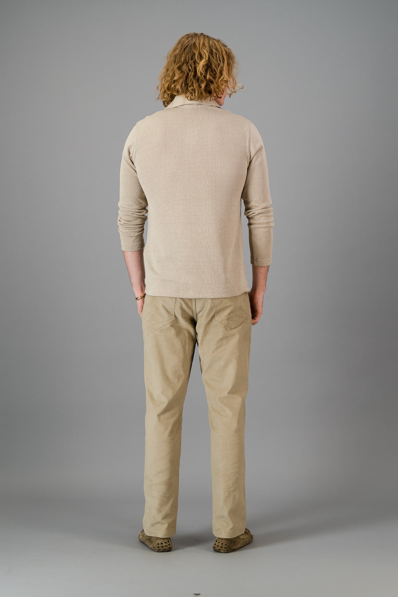 Polo Taupe Rib Knit LS