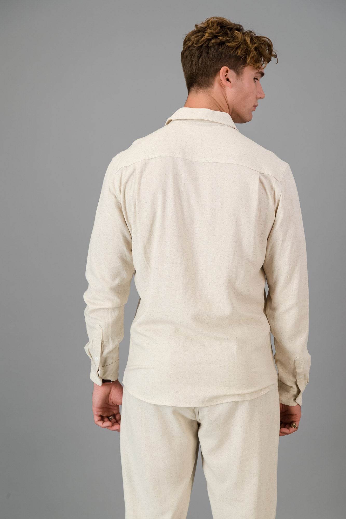 Linen Viscose LS Shirt Oatmeal