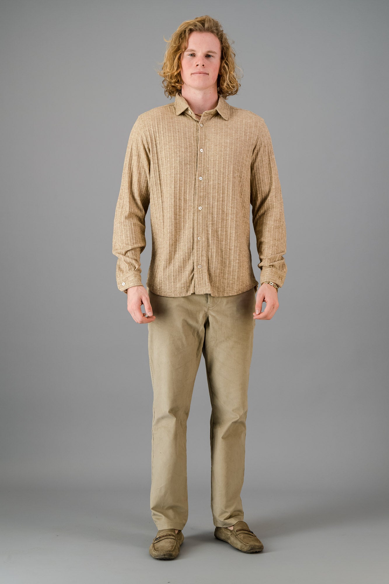 LS Shirt Cable Knit Brown