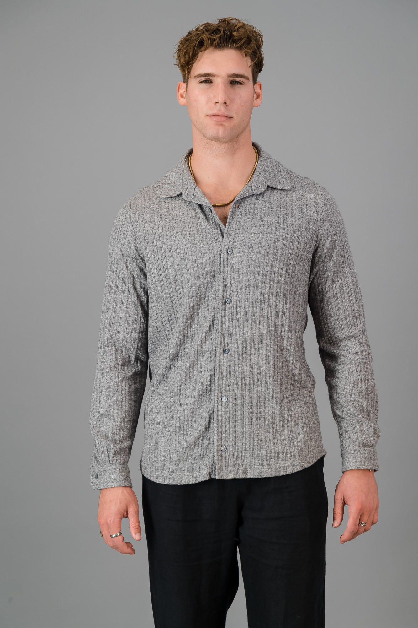 LS Shirt Cable Knit Grey