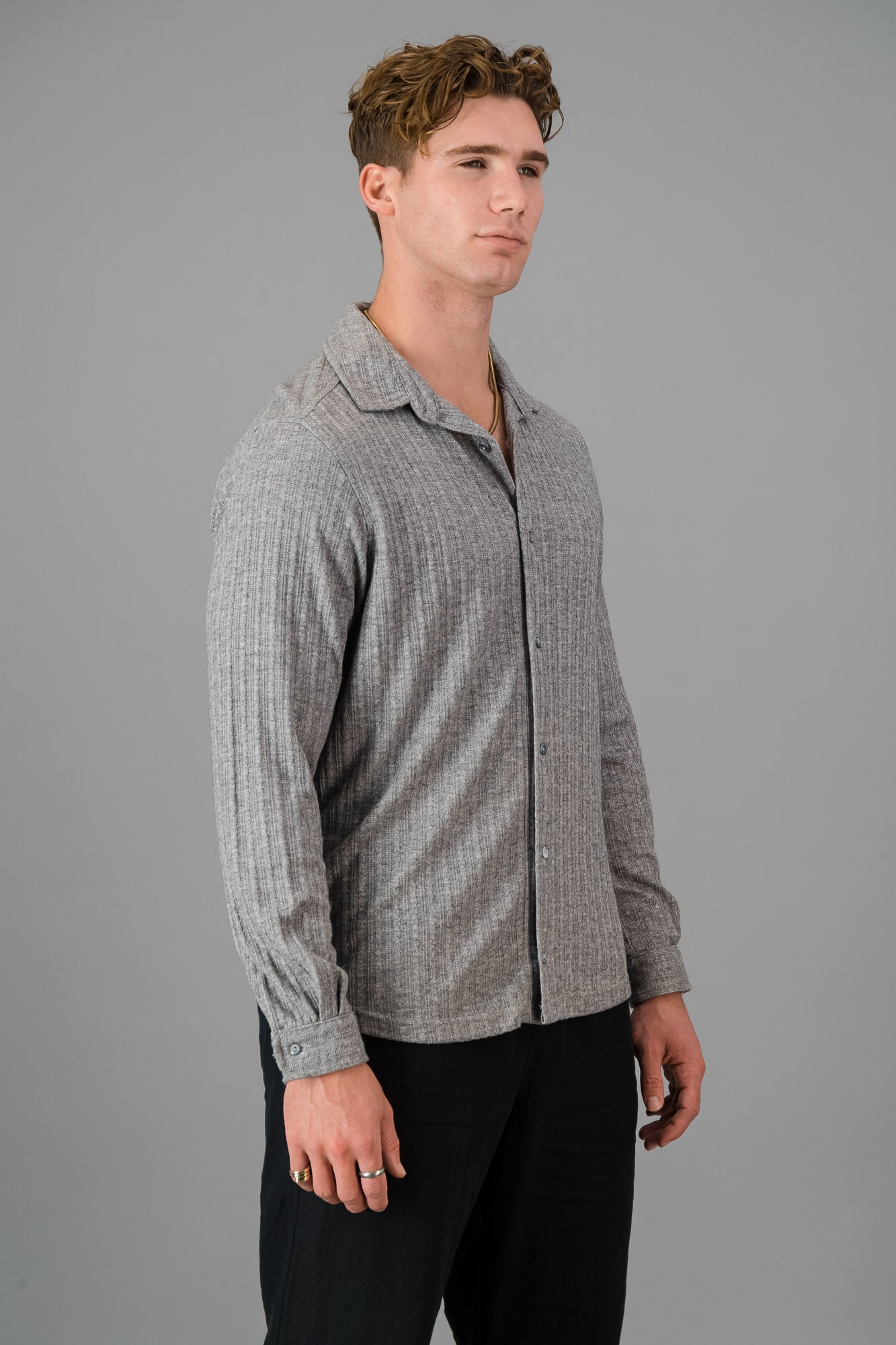 LS Shirt Cable Knit Grey