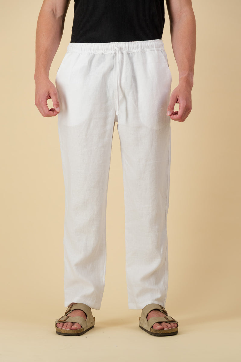 Linen Comfort Pants Pure White Twill