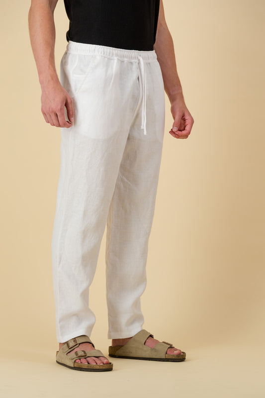 Linen Comfort Pants Pure White Twill
