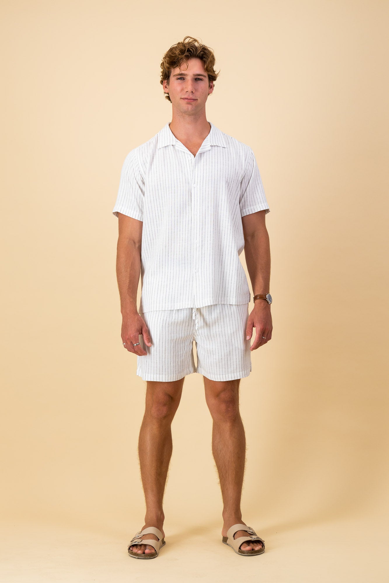 Linen Viscose Shorts Pin Stripe