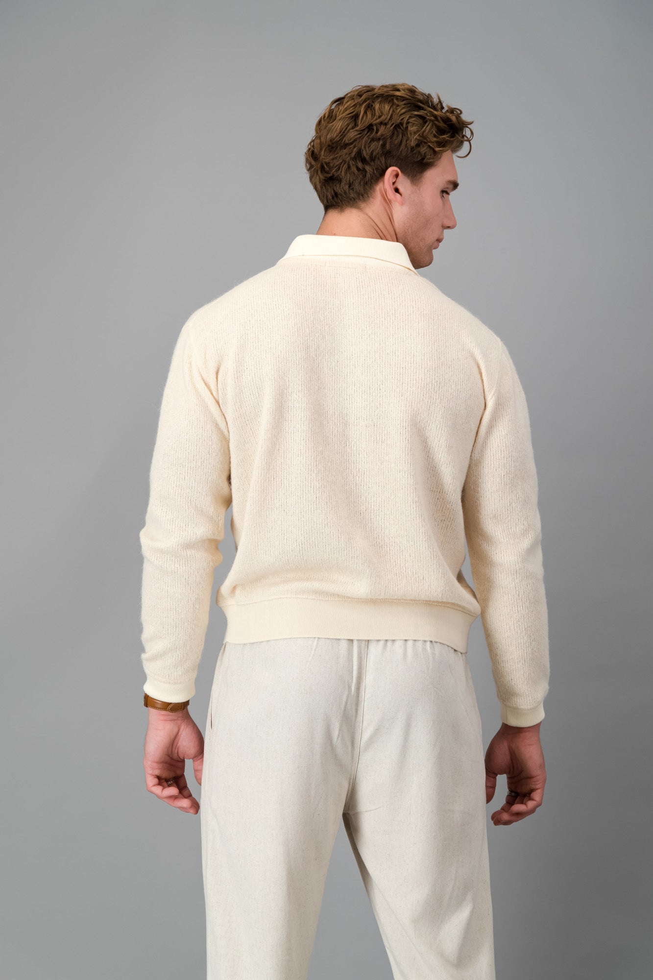 Polo Grandpa Jersey Knit Cream LS