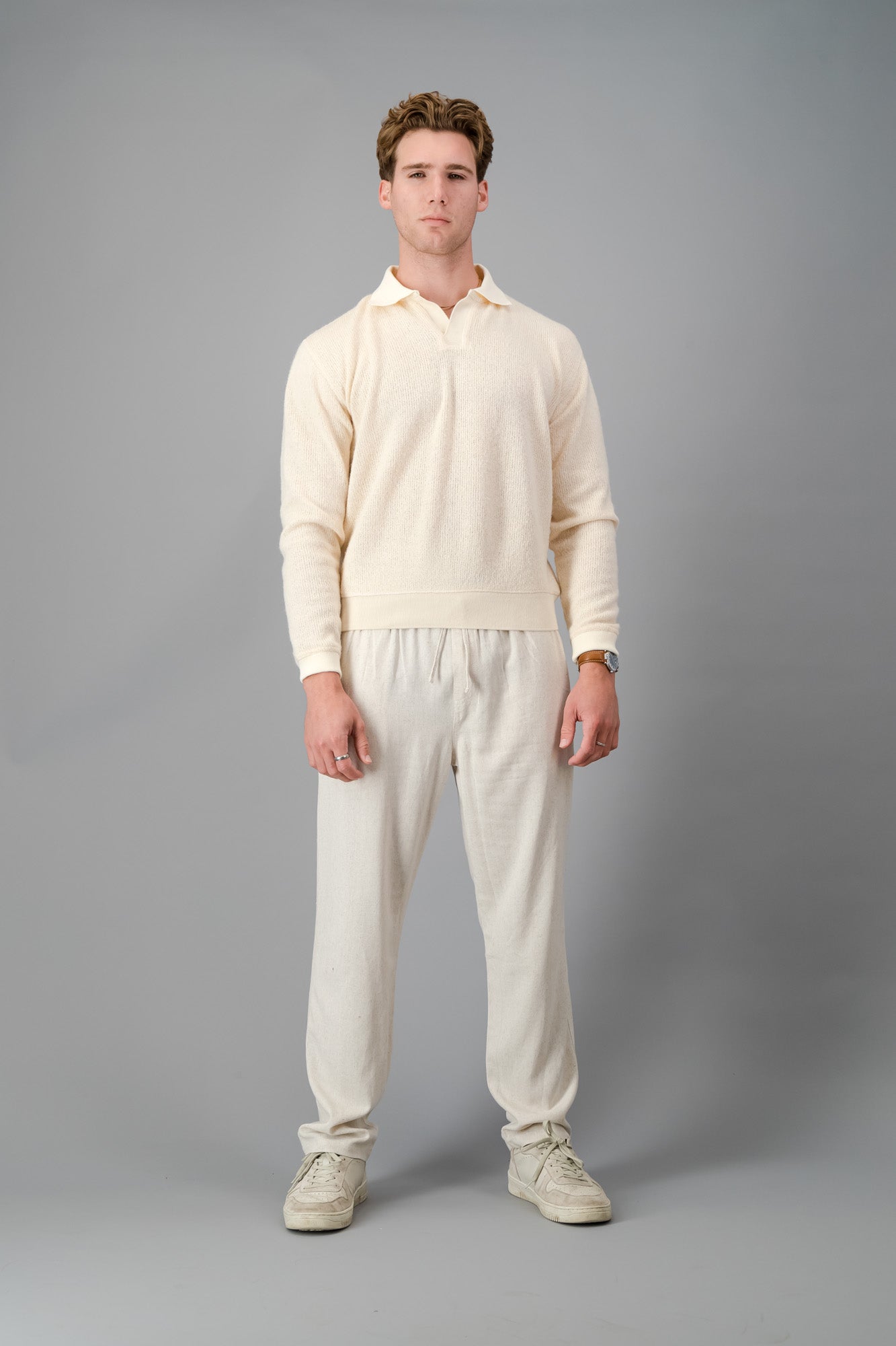 Polo Grandpa Jersey Knit Cream LS