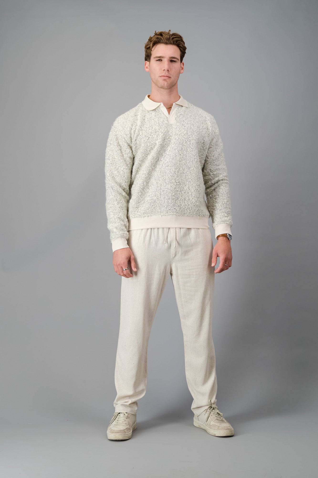 Polo Poly Boucle Off-White Marle LS